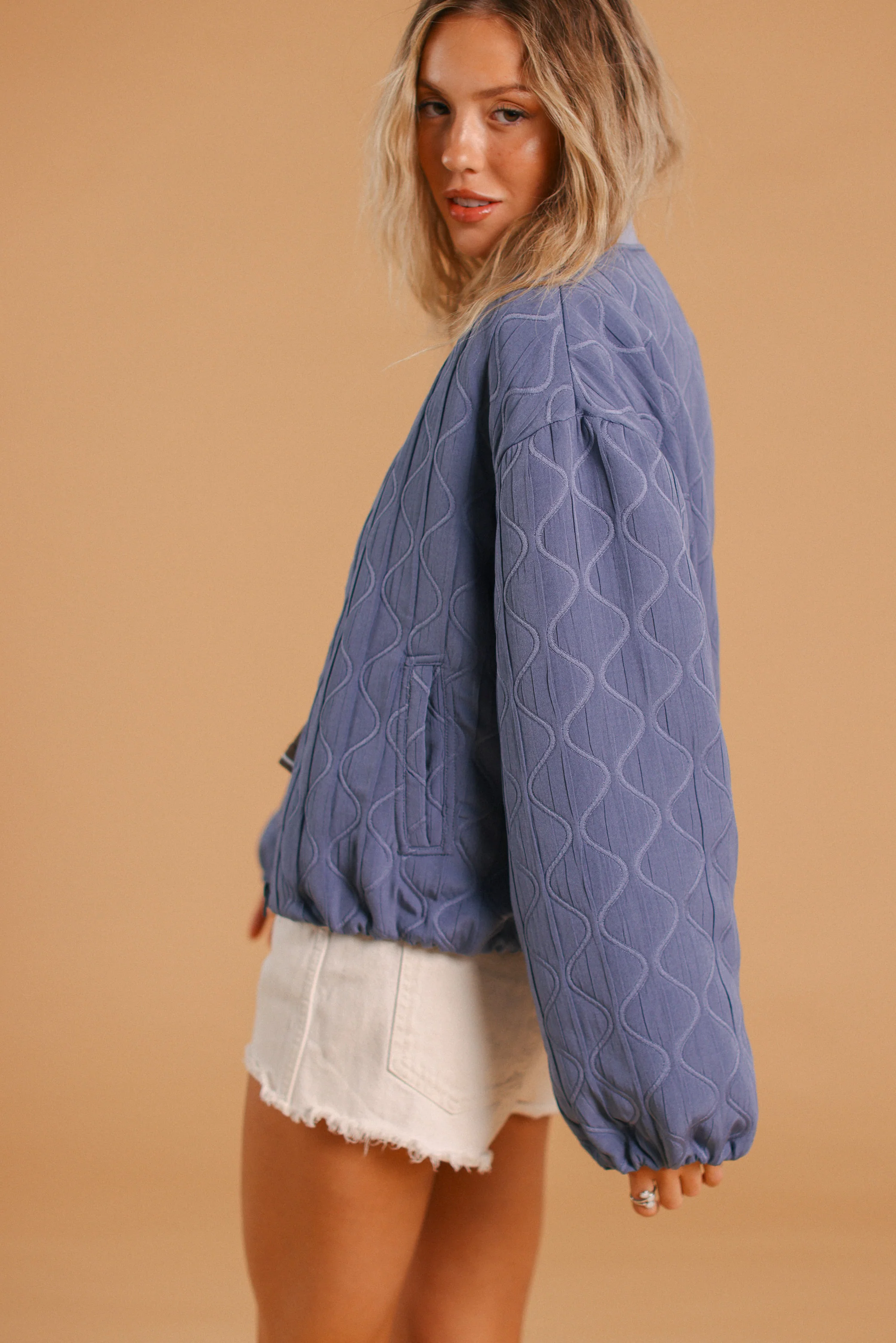 Bomber Jacket Jody Dusty Blue Floral - Image 6