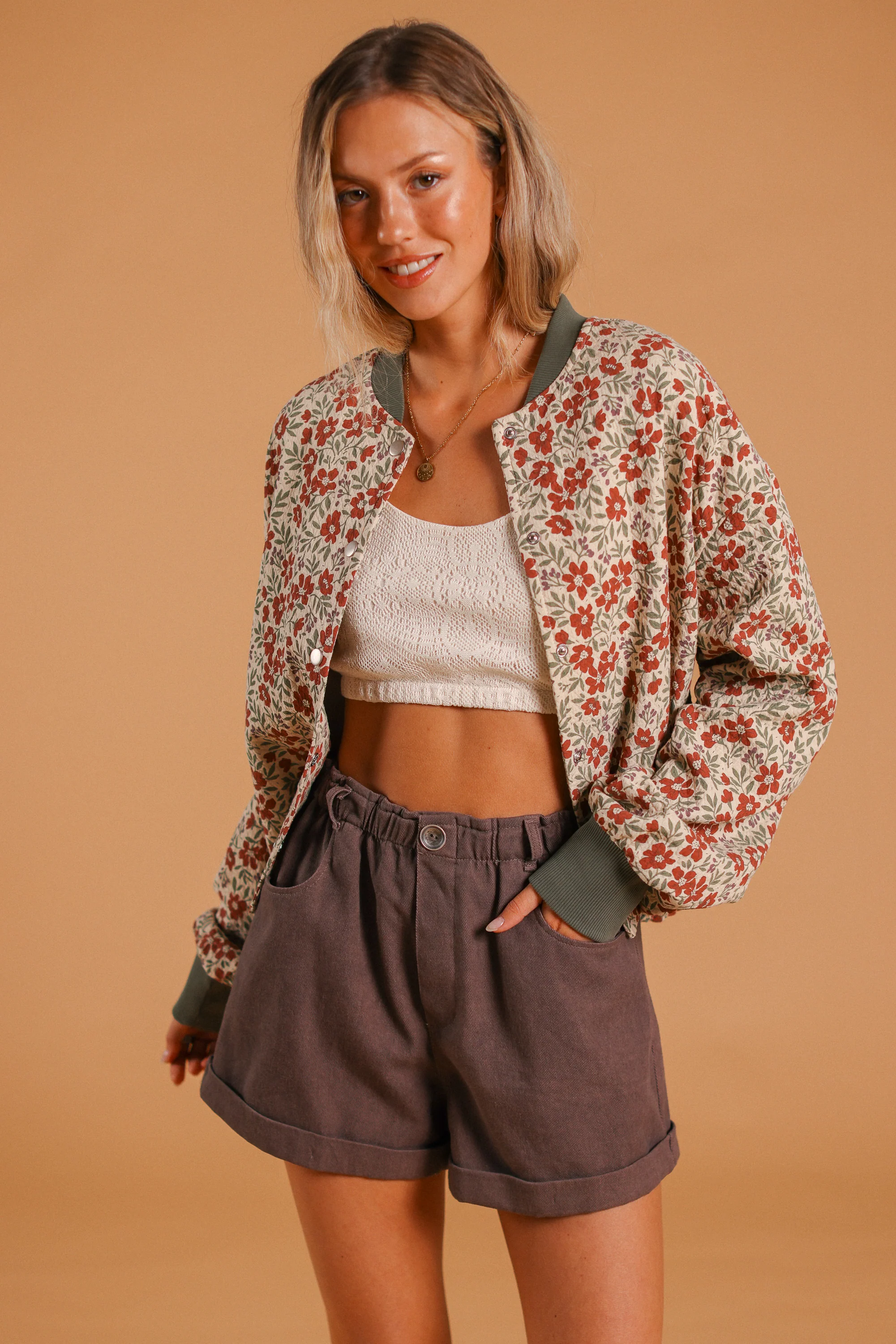 Bomber Jacket Lotta Cream Flowers - Image 26
