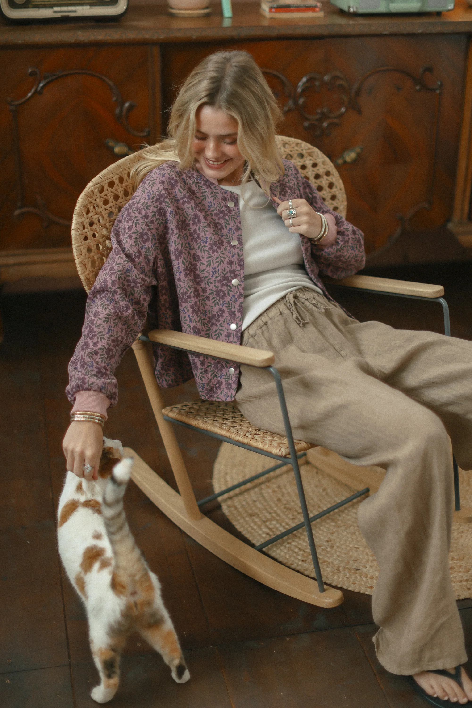 Bomber Jacket Lotta Purple Flowers - Image 5