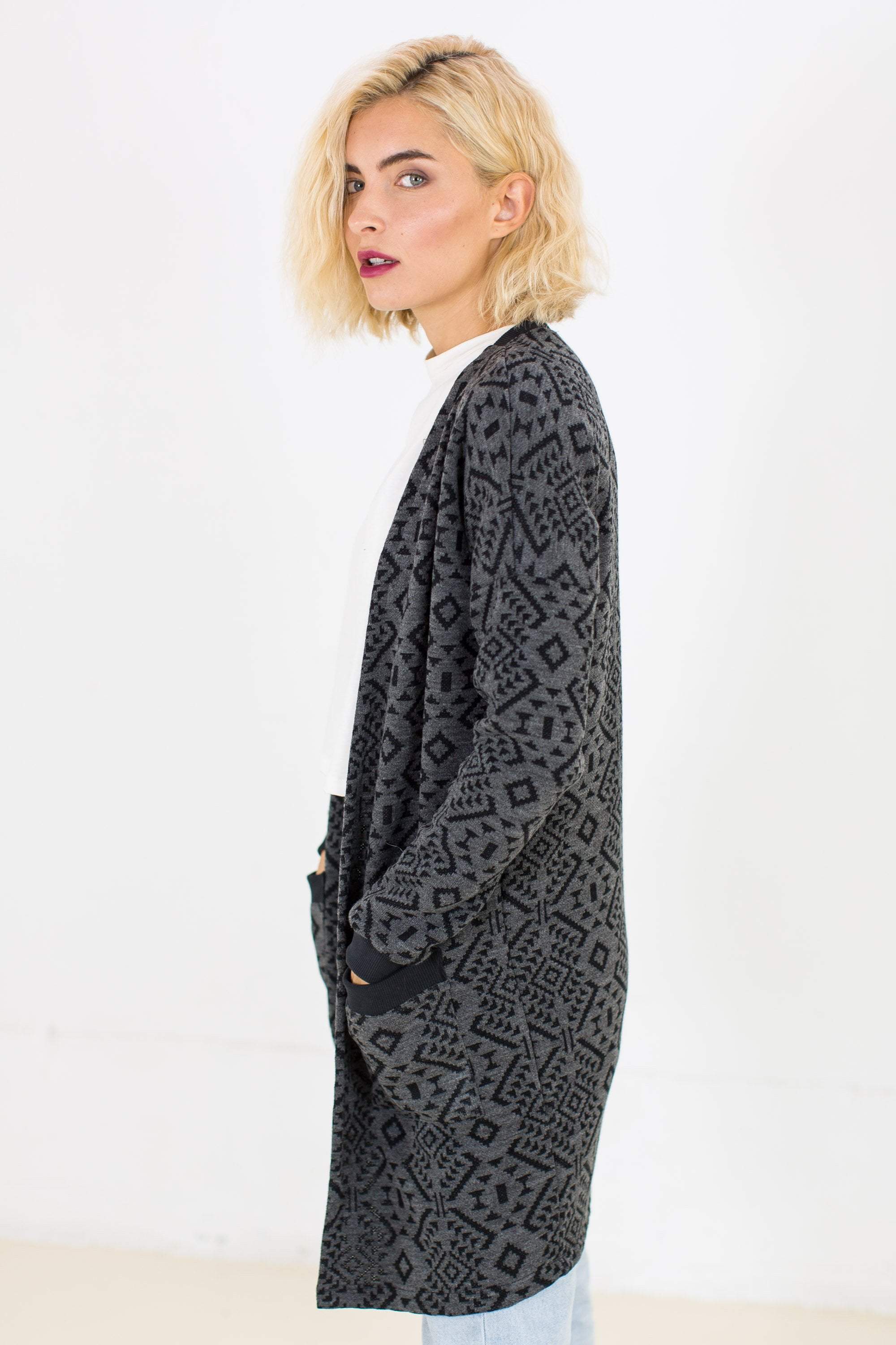 Cardigan Mona in Black Aztec - Image 6