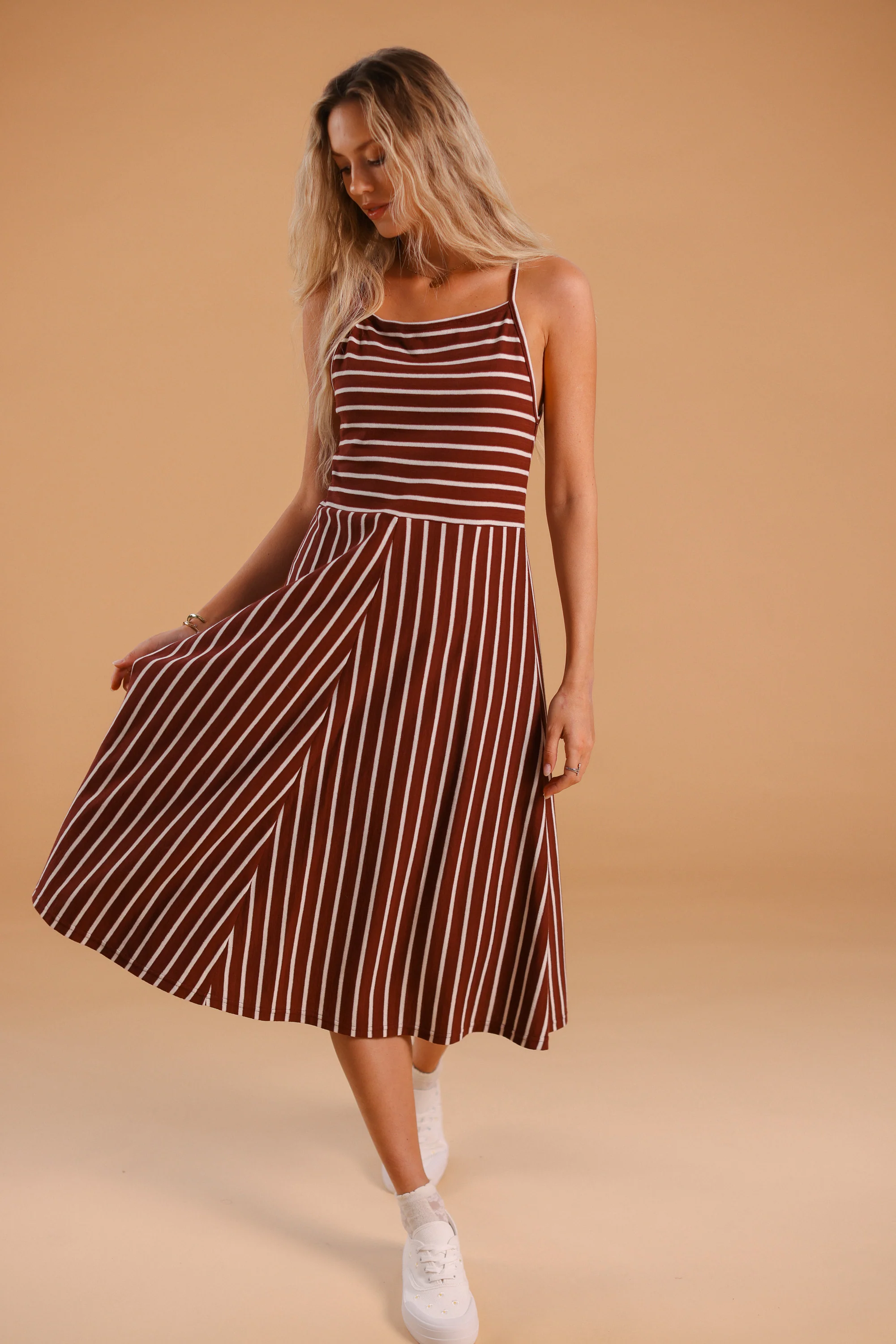 Dress Angie Maroon Stripes