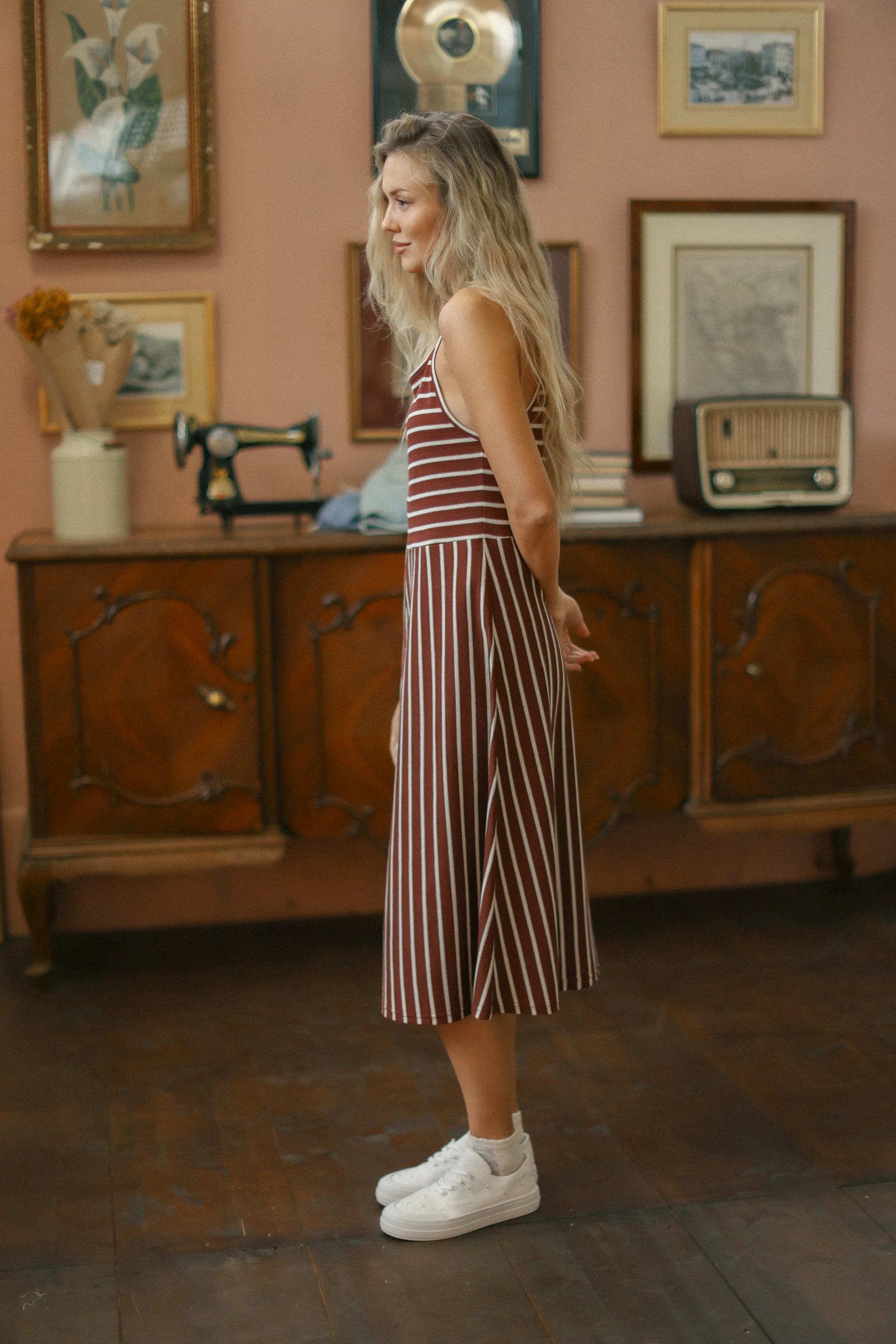 Dress Angie Maroon Stripes - Image 11
