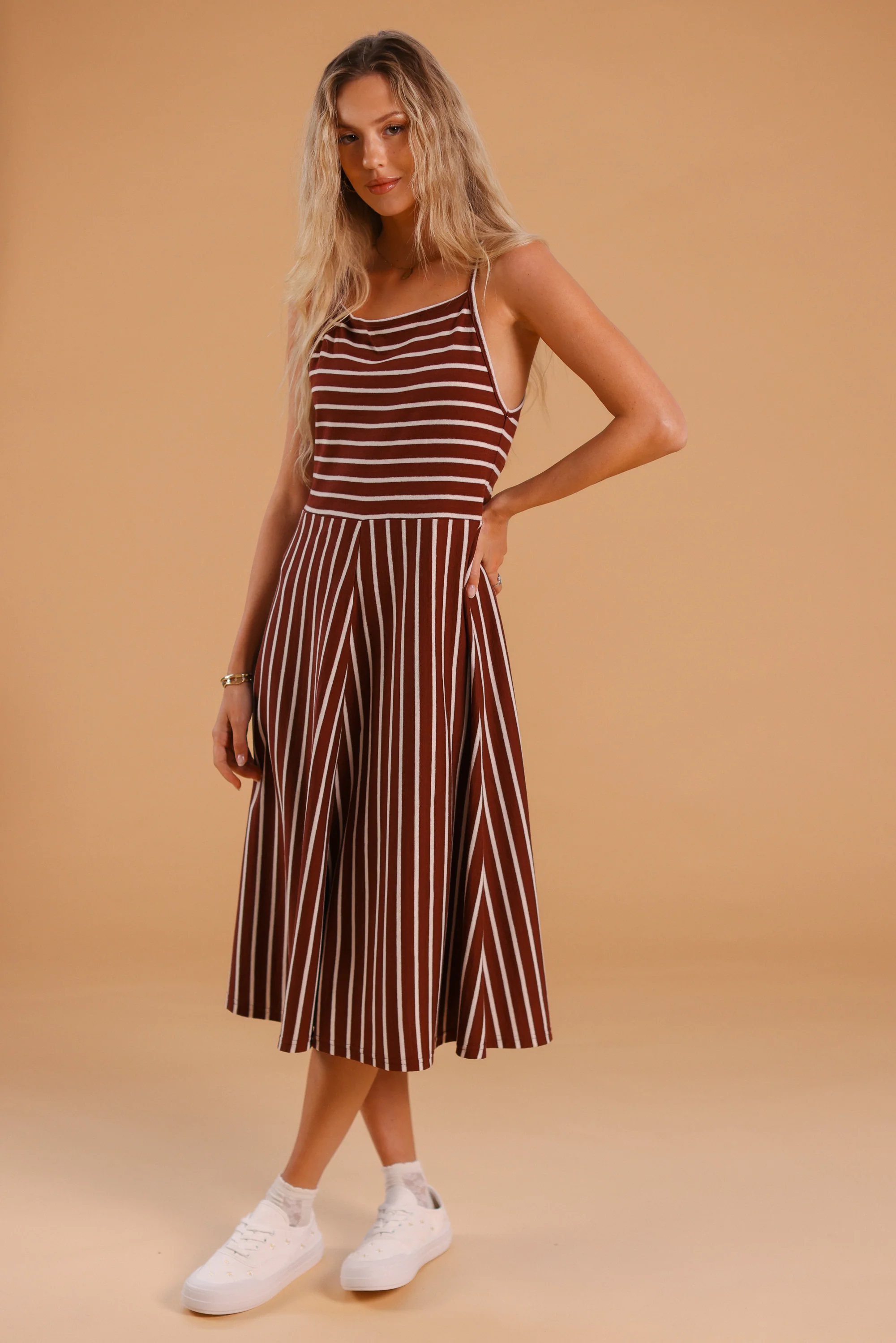 Dress Angie Maroon Stripes - Image 2