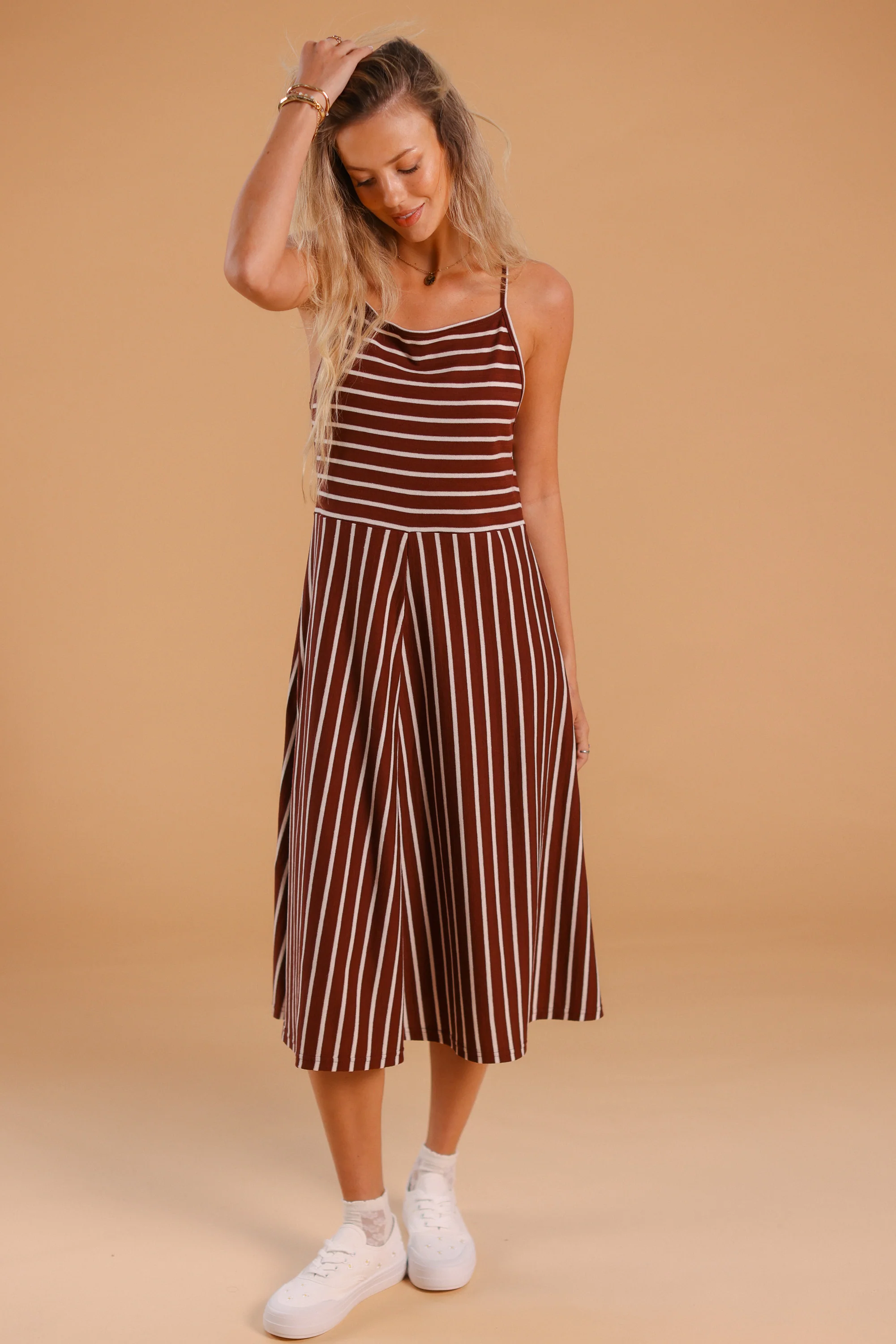 Dress Angie Maroon Stripes - Image 3