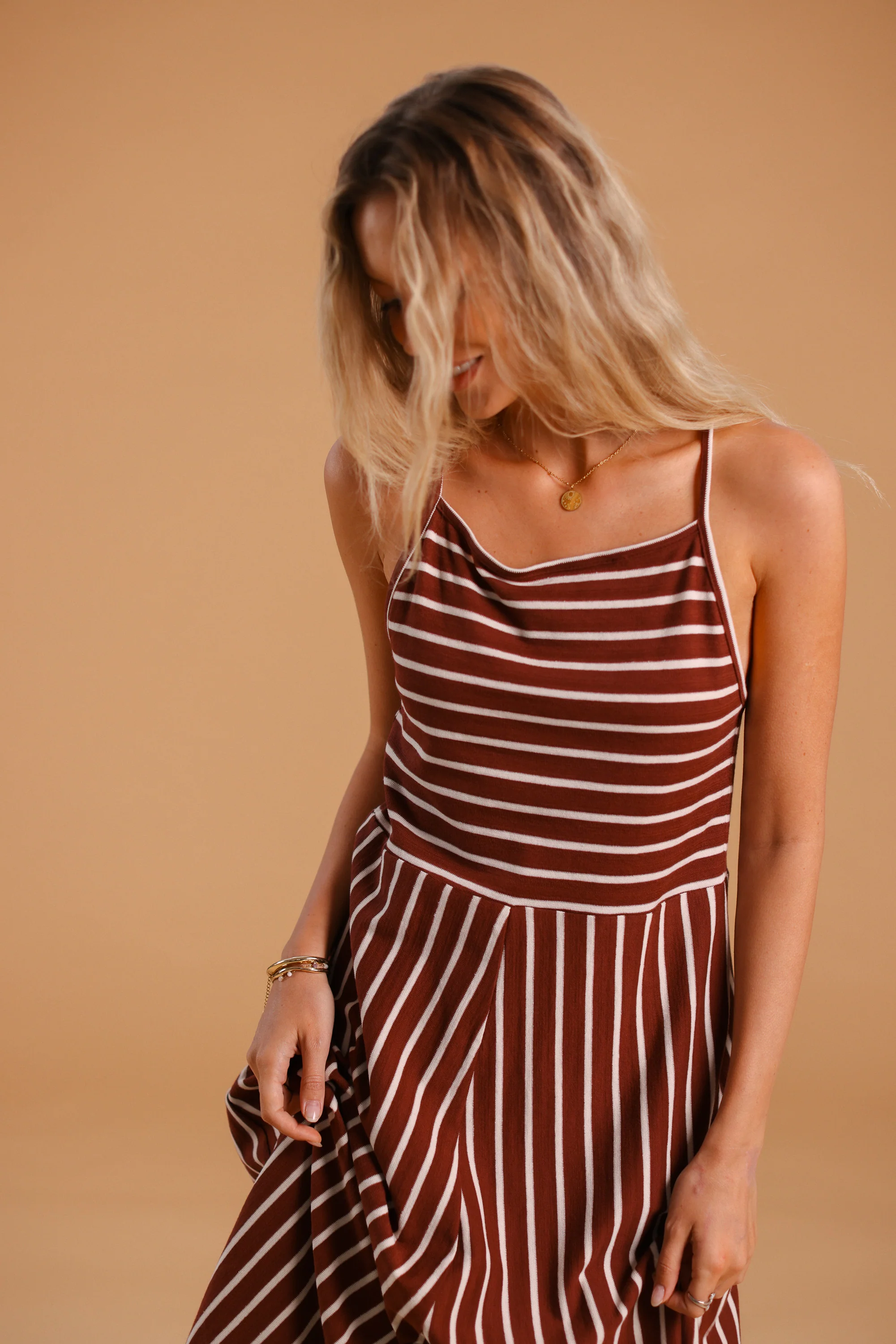 Dress Angie Maroon Stripes - Image 5