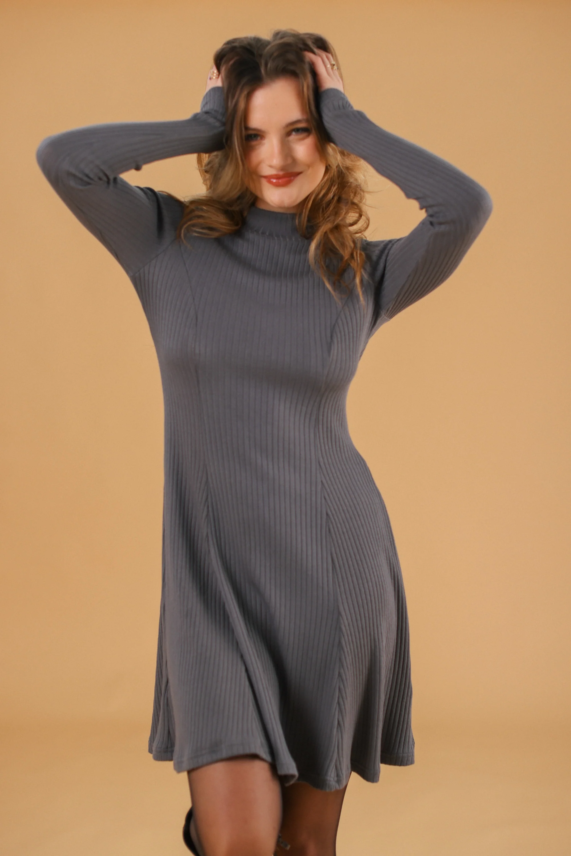 Dress Janette Grey Rib - Image 3