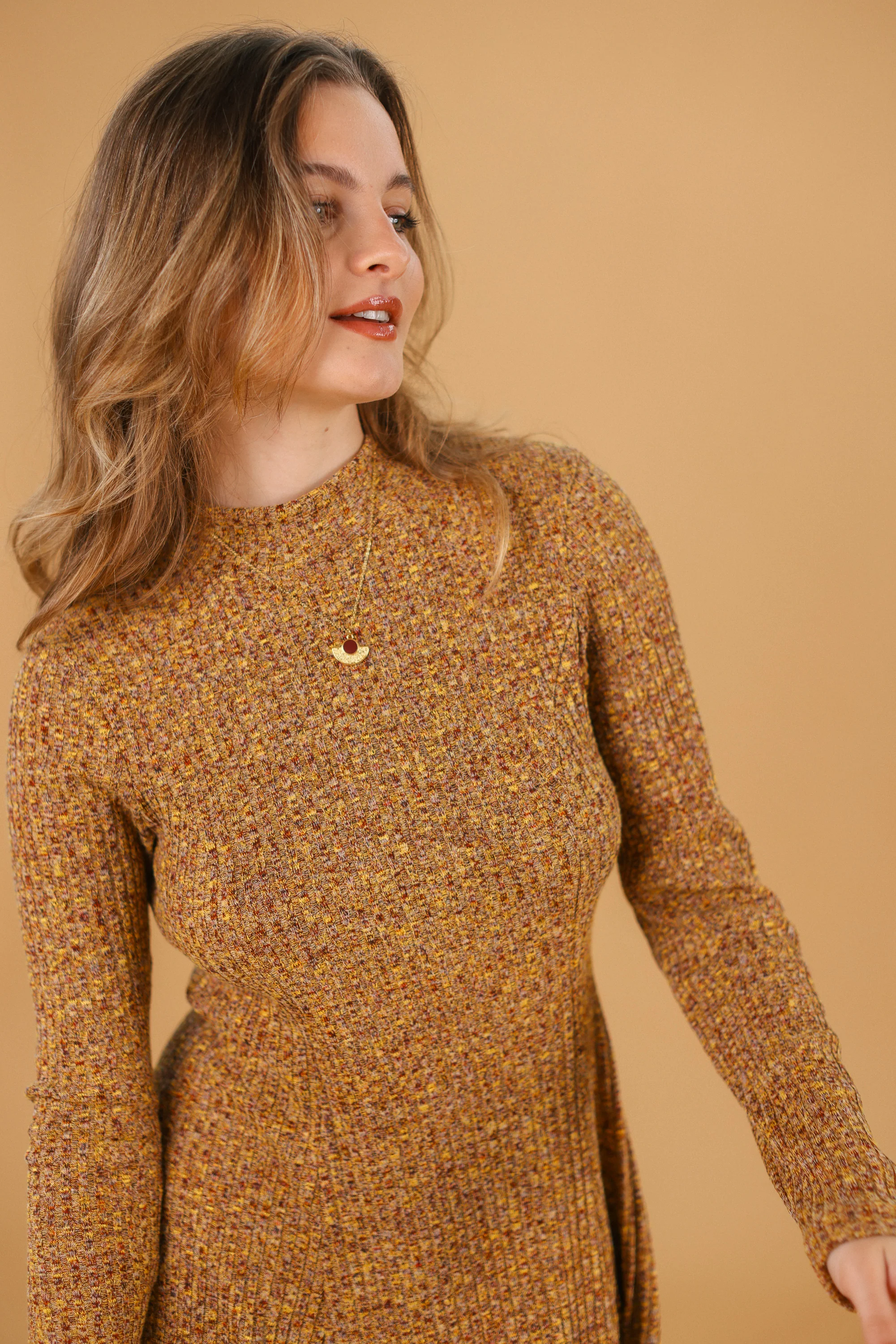Dress Janette Mustard Melange - Image 2