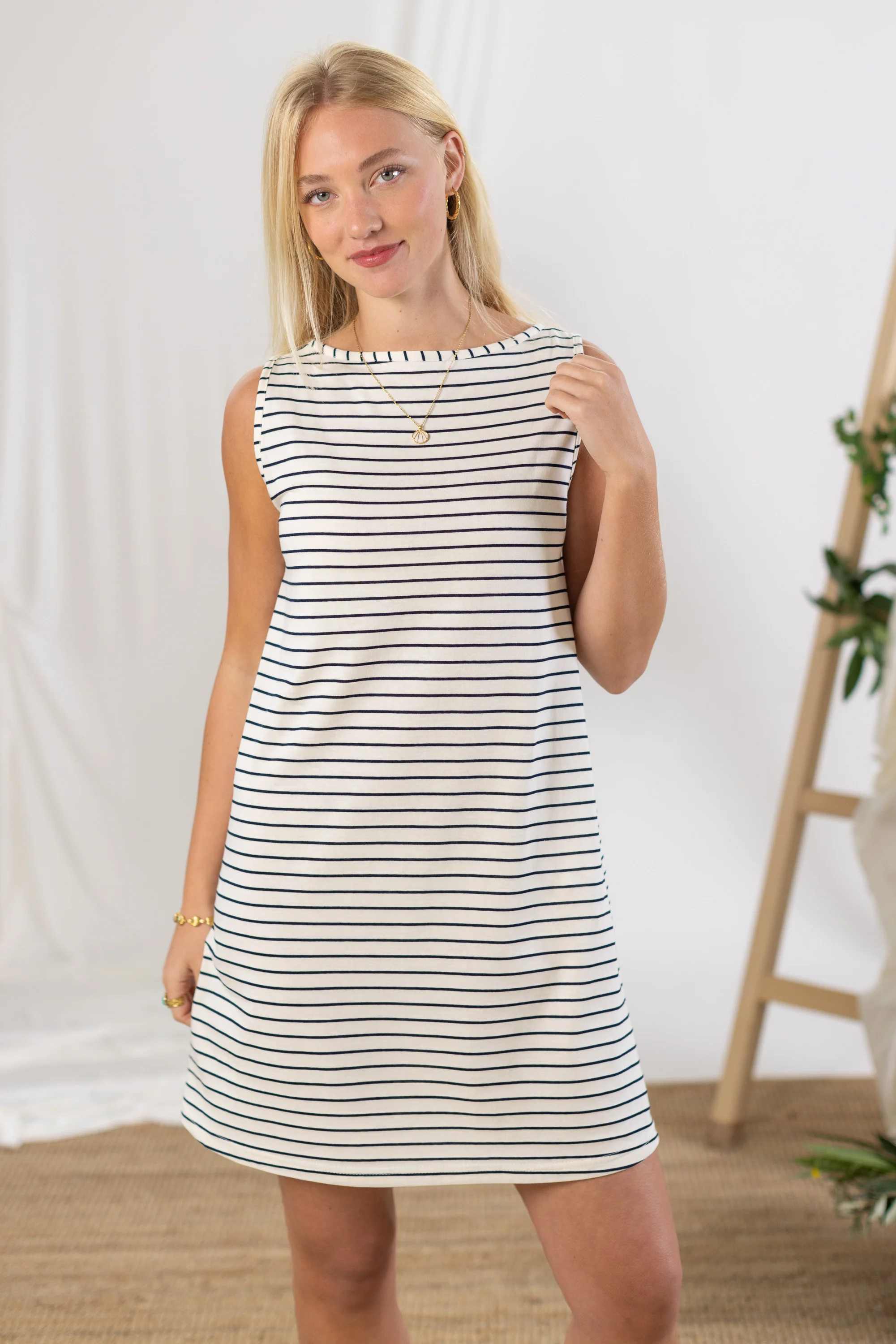 Dress Revekka Cream & Blue Stripes - Image 4
