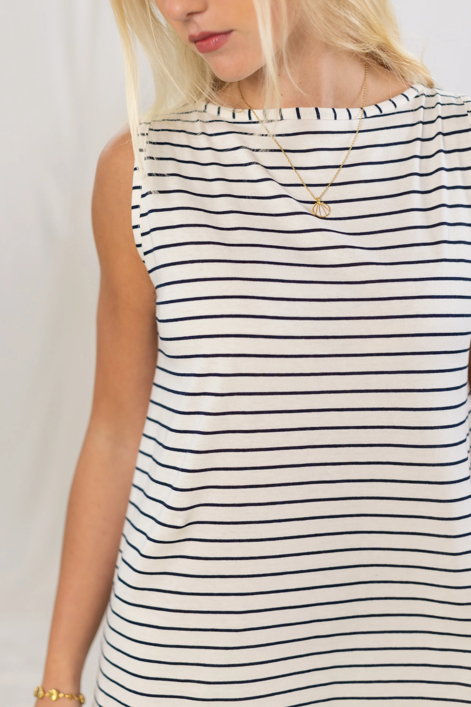 Dress Revekka Cream & Blue Stripes - Image 5