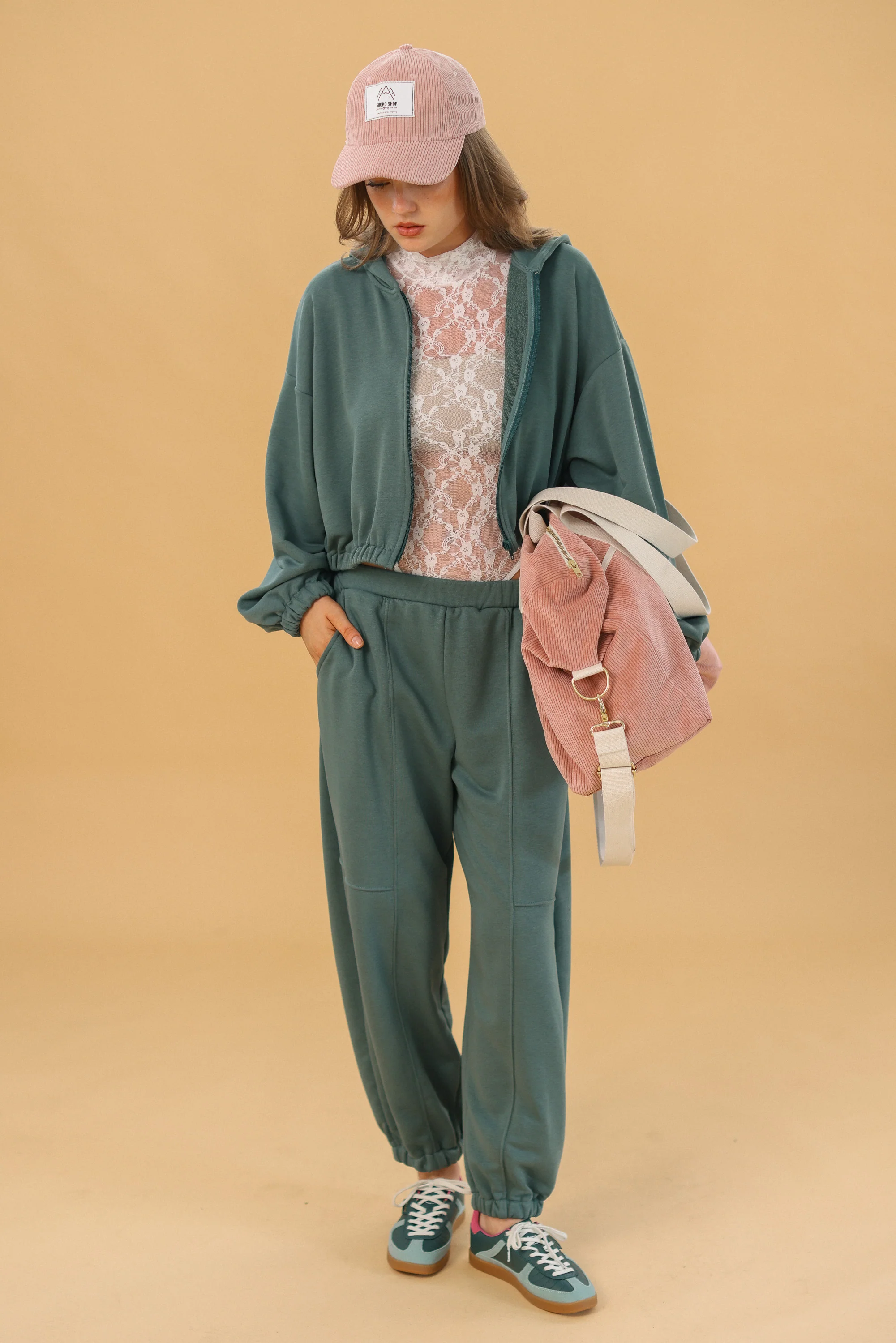 Hooded Cardigan Bea Sage Green - Image 4