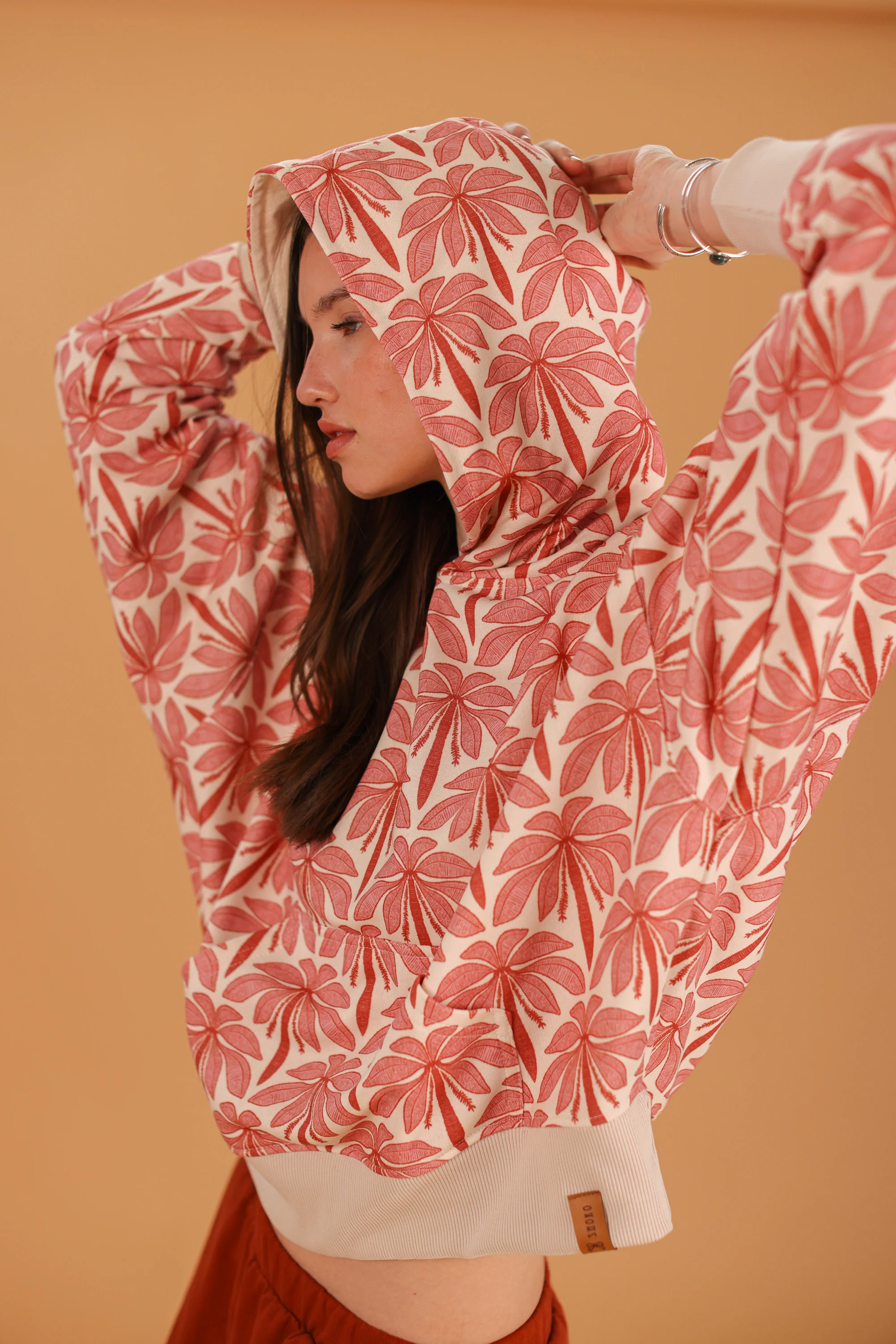 Hoodie Leyla Cream Rose Palms - Image 12
