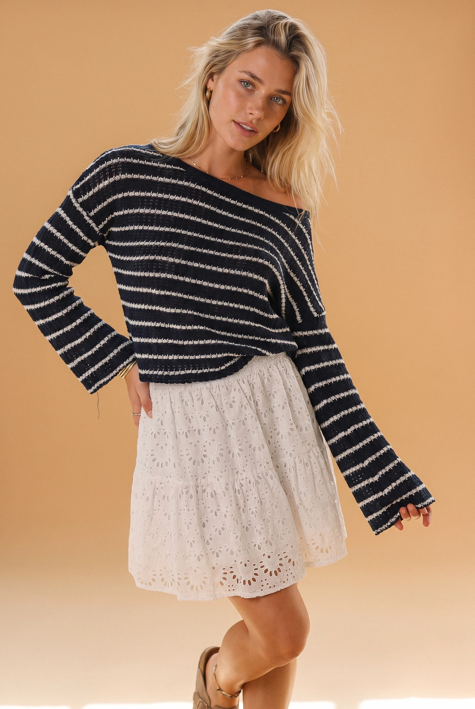 Knit Sweater Aurelie White Stripes