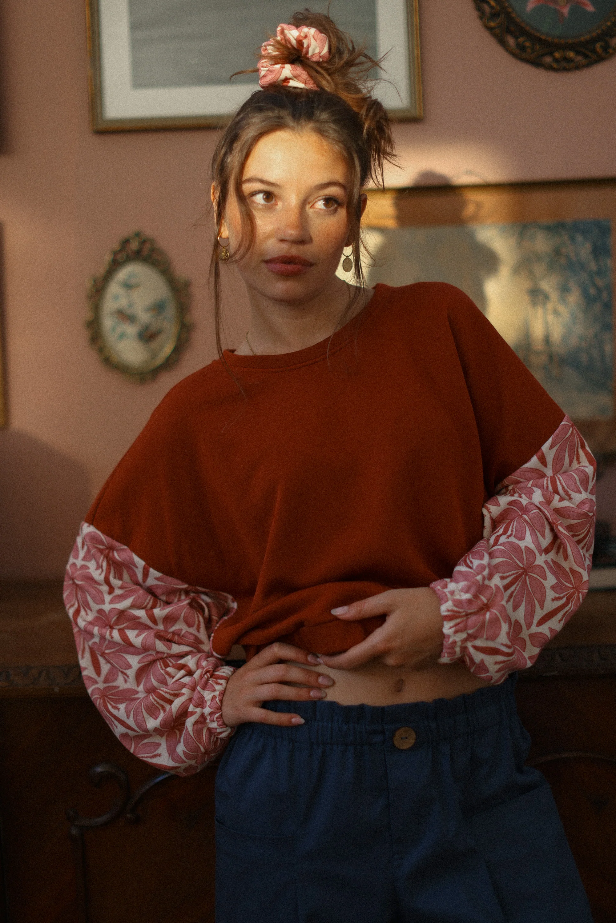 Sweater Maelis Terracotta Rose Palms - Image 4