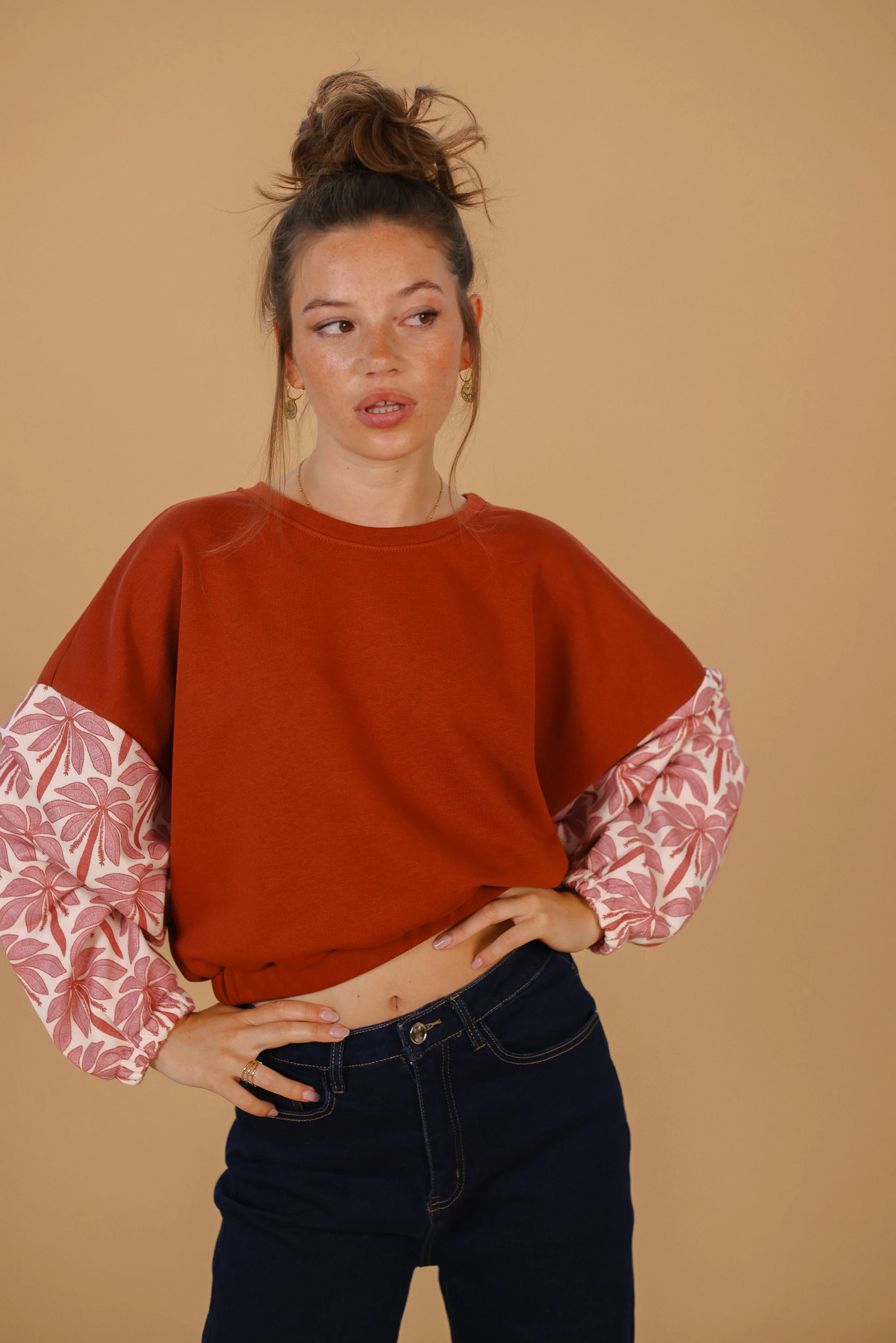 Sweater Maelis Terracotta Rose Palms - Image 8