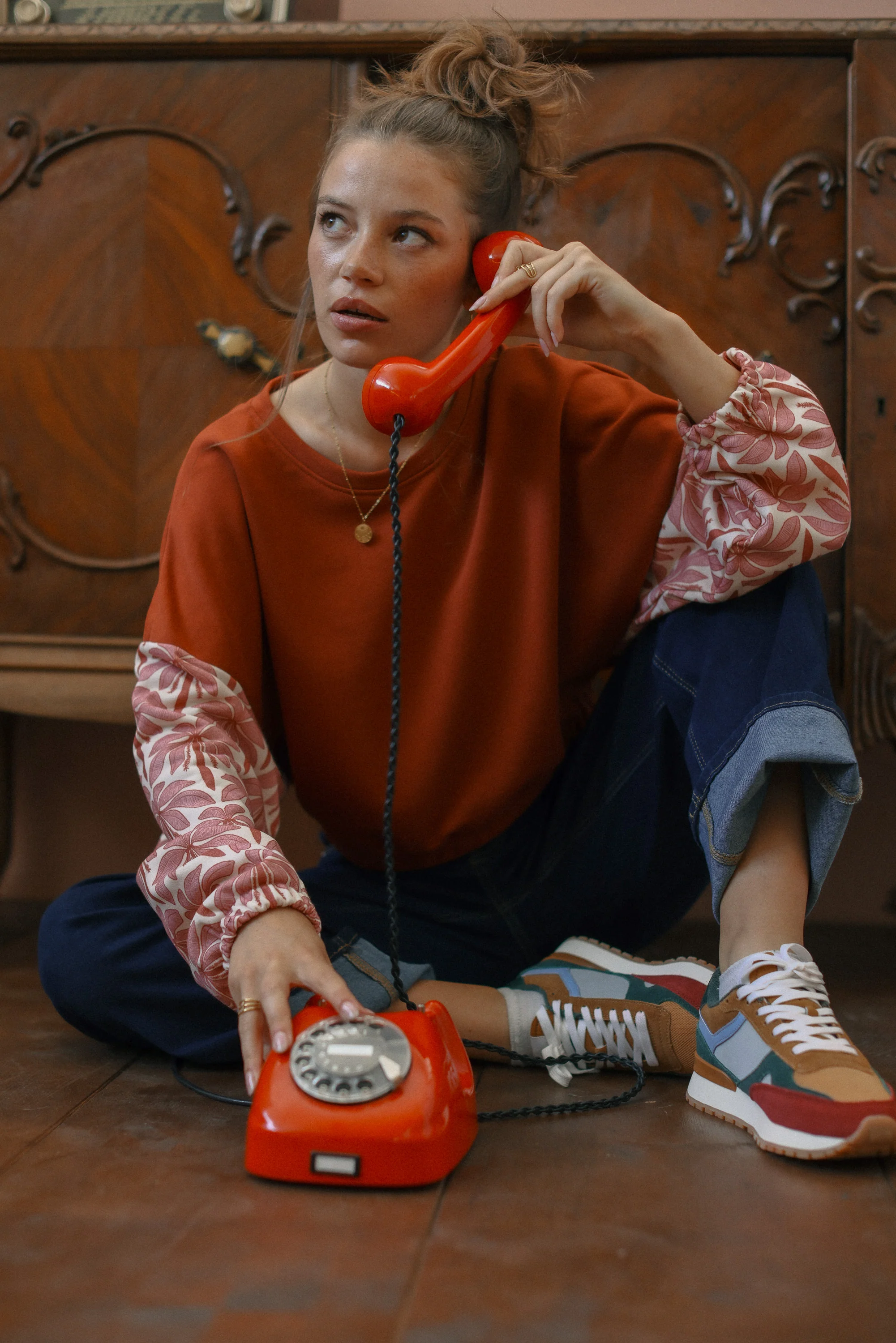 Sweater Maelis Terracotta Rose Palms - Image 9