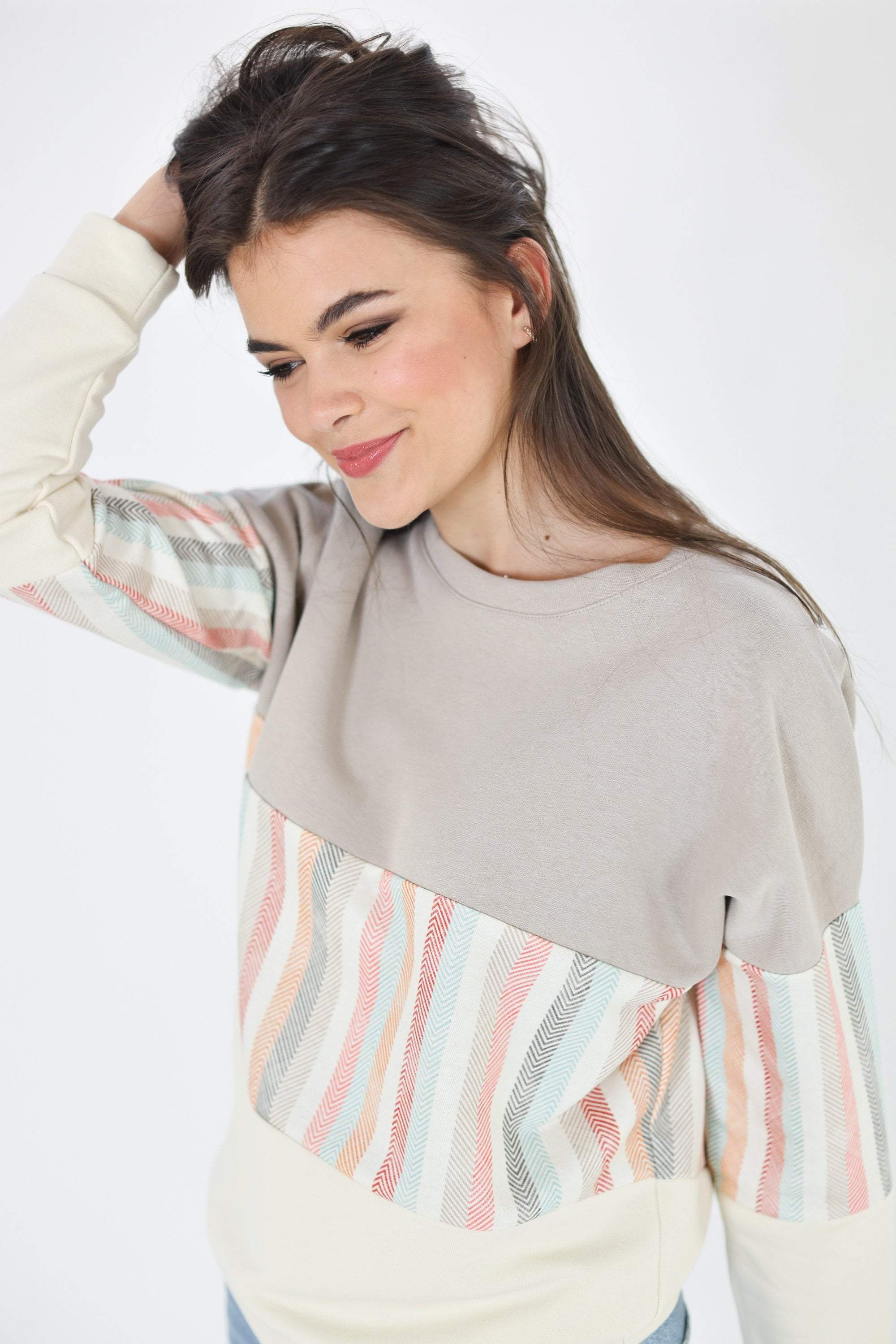 Sweater Mia Mocha Candy Stripes - Image 2